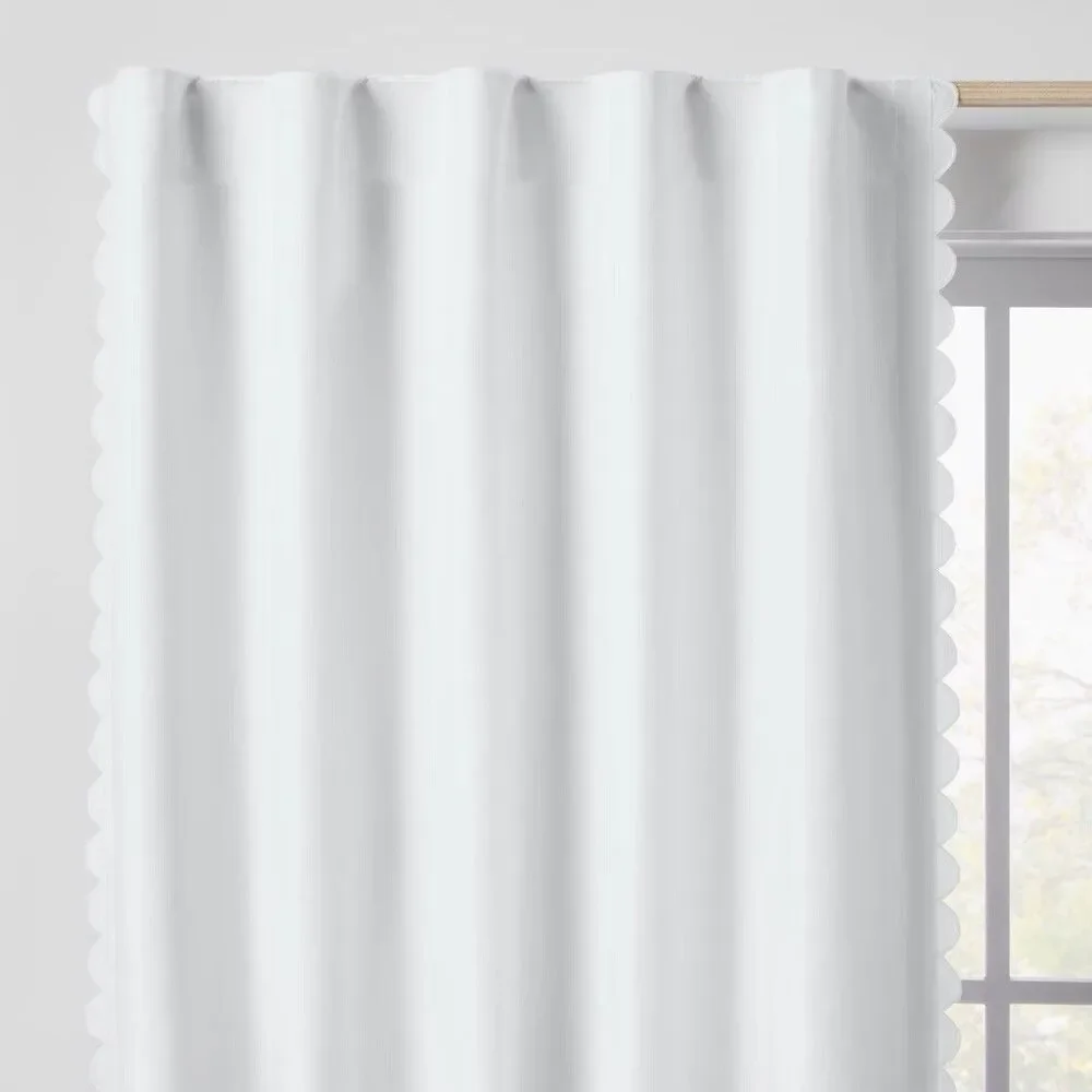 Pillowfort Cream Scallop Blackout Kids Window Curtain Panel 42x84